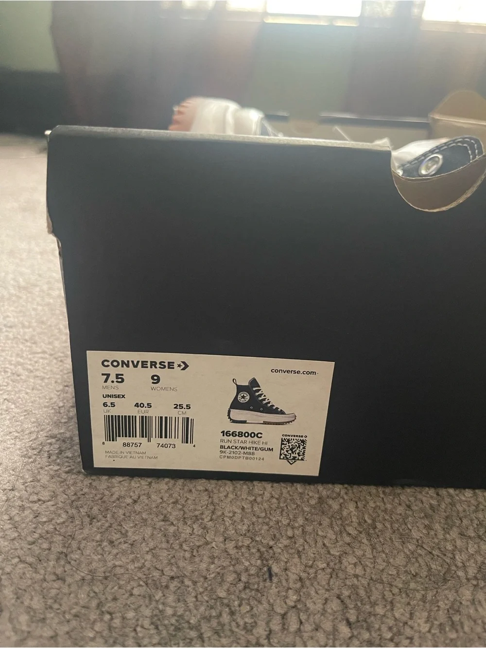 Converse Black and White Platform Run Star Hike Sneakers